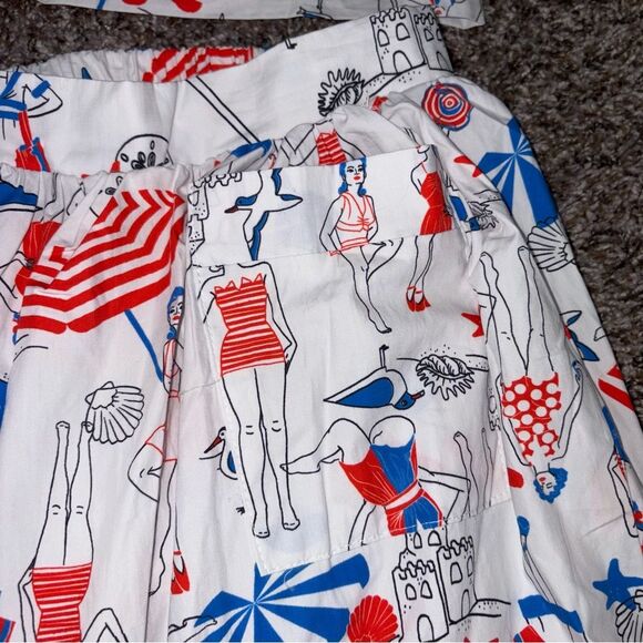 Modcloth Retro Beach Ladies Printed Two Piece Skirt Set NWT Whimsical Retro - Picture 5 of 10